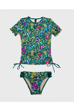 Aqua Blu Elm Short Sleeve Rash Vest Set Kids - Bikini Set Elm Short Sleeve Rash Vest Set - Kids