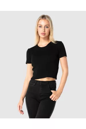 ONEBYONE Premium Ribbed Crop Tee - Short Sleeve T-Shirts Premium Ribbed Crop Tee