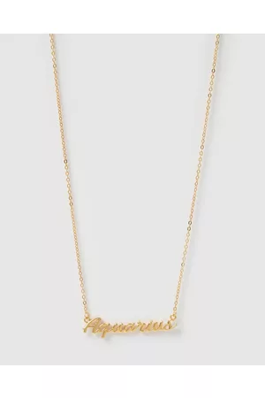 Izoa Aquarius Written Star Sign Necklace - Jewellery Aquarius Written Star Sign Necklace