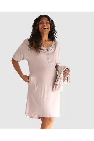 Maternity and Nursing Long Sleeve Pyjama Set in Dusty Pink