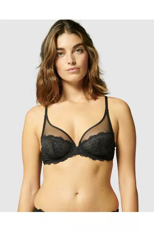 Lorna bow-embellished embroidered tulle underwired soft-cup bra
