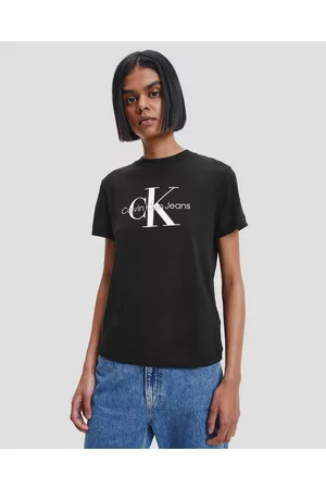 Calvin Klein Jeans Women's Monogram Slim TEE T-Shirt, Eggshell, XS :  : Fashion