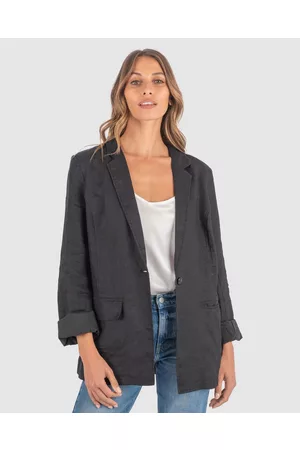 CAMIXA Jackie Oversized Linen Blazer Jacket - Suits & Blazers Jackie Oversized Linen Blazer Jacket