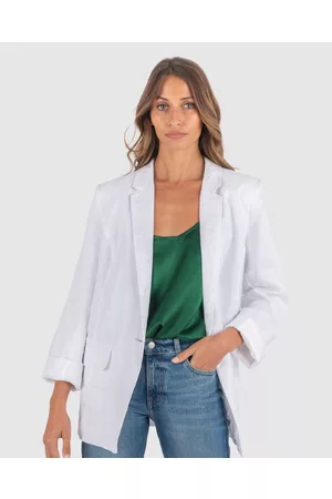 CAMIXA Jackie Oversized Linen Blazer Jacket - Suits & Blazers Jackie Oversized Linen Blazer Jacket