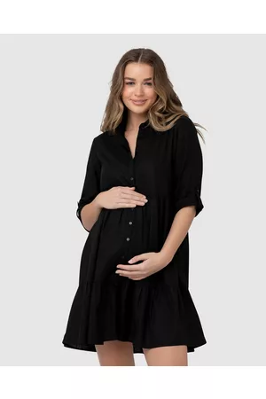 Ripe Maternity Adel Linen Button Through Dress - Printed Dresses Adel Linen Button Through Dress