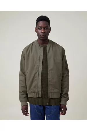 Green canvas sale bomber jacket