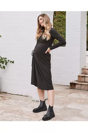 Angel Maternity Eloise Maternity Waffle Knit Dress in - Dresses Eloise Maternity Waffle Knit Dress in