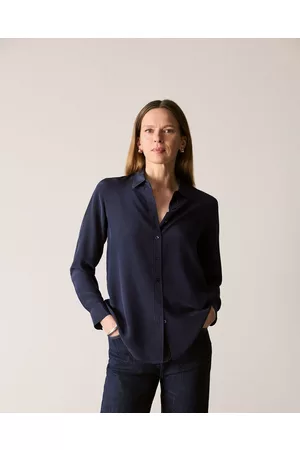 Soie Cobalt Blue Oversized Shirt 100% Silk Shirt – CAMIXA