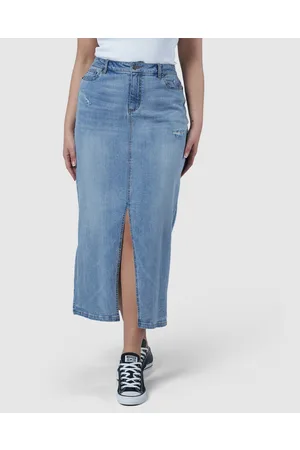 Sunday In The City Hype Denim Maxi Skirt - Denim skirts Hype Denim Maxi Skirt
