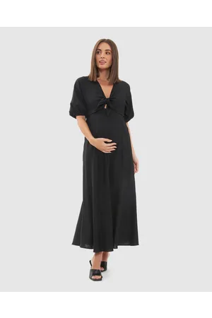 Ripe Maternity Camille Tie Front Linen Dress - Dresses Camille Tie Front Linen Dress