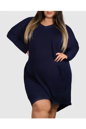 B Free Plus Size Bamboo Long Sleeve Tunic Dress - Sleepwear Plus Size Bamboo Long Sleeve Tunic Dress