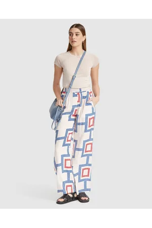 Oxford Chantel Wide Leg Pants With Side Tape - Wide Crop Jeans Chantel Wide Leg Pants With Side Tape