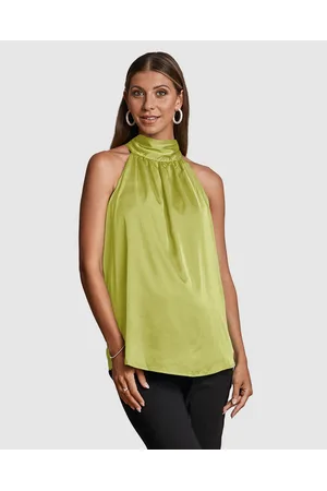 Angel Maternity Gisele Halter Neck Maternity Evening Top Citrine - Tops Gisele Halter Neck Maternity Evening Top - Citrine