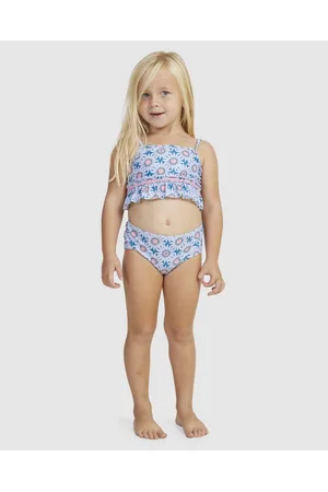 Flower Plaid - Triangle Two Piece Bikini Set for Girls 2-7