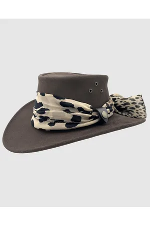 Jacaru 1020 Jillaroo Suede Leather Hat with scarf - Hats 1020 Jillaroo Suede Leather Hat with scarf