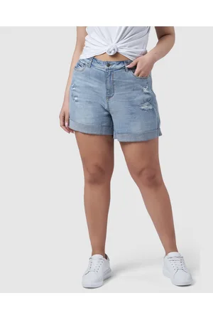 Indigo Tonic Loreli Distressed Denim Shorts - Denim Loreli Distressed Denim Shorts