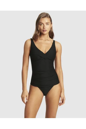 SEA LEVEL Honeycomb Plunge One-piece Swimsuit - Green