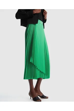 Shape Green Denim Pixel Camo Buckle Pleated Skirt