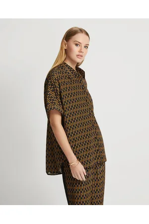 Oxford Jasmine Printed Short Sleeve Shirt - Tops Jasmine Printed Short Sleeve Shirt