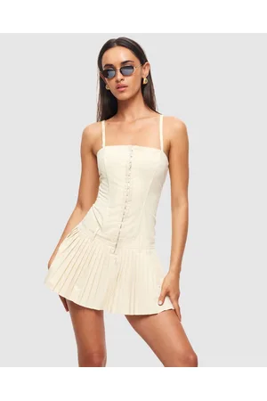 Carrie Strapless Mesh Ruffle Mini Dress - Cream