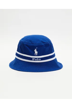 Reversible bucket hat in cotton seersucker, white/blue, Polo Ralph Lauren