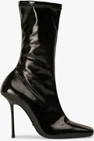 Tony Bianco Remie Black Crinkle Patent Ankle Boots