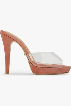 Tony Bianco Liquid Clear Vinylite/Rose Suede Heels