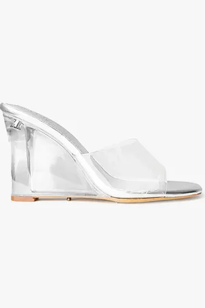 Tony Bianco Alessi Clear Vinylite/Silver Wedges