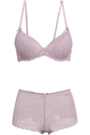 ASOS DESIGN Curve Ellie Frill Lace And Mesh Bra In Lilac-Purple for Women